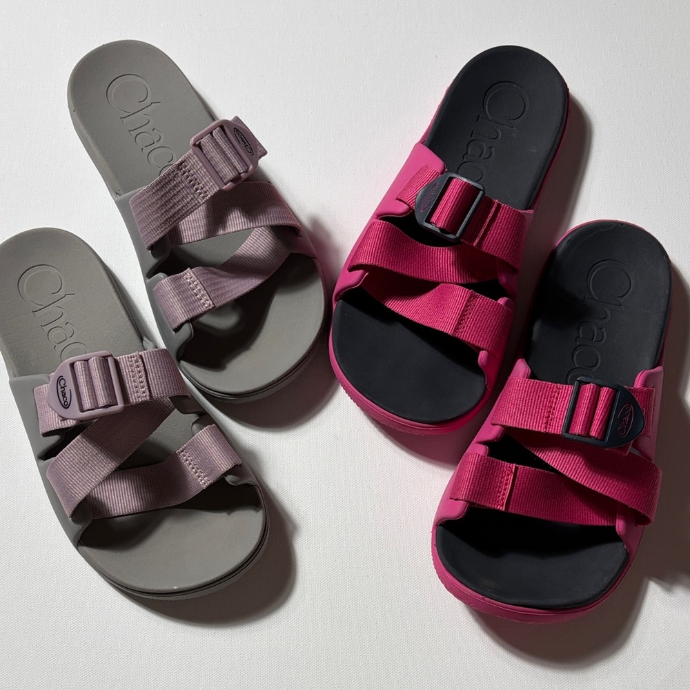 Chaco Double Strap Slide Sandals Lot Pink Gray Kids M/L